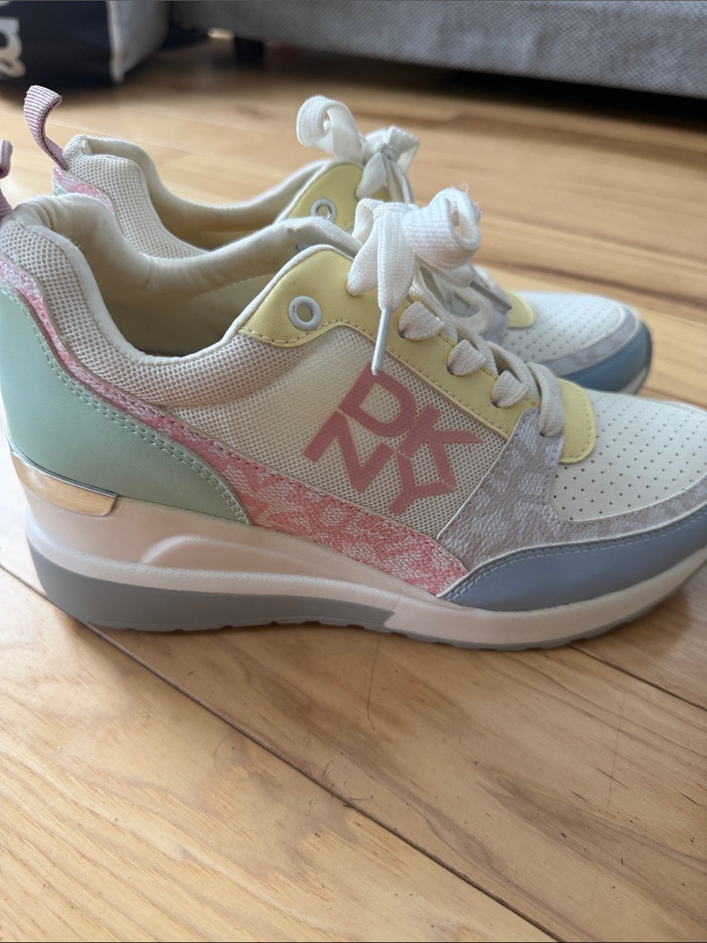 DKNY Pastel Multicolor Lace-Up Sneakers